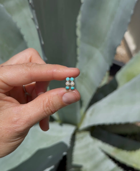 Pearl and Turquoise Huggie Earrings