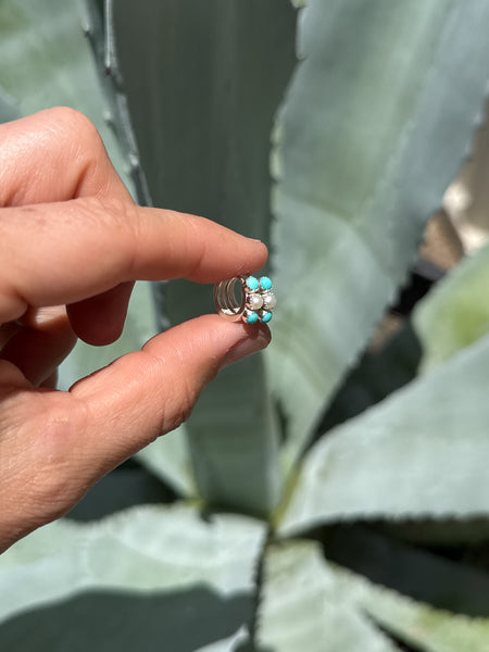 Pearl and Turquoise Huggie Earrings