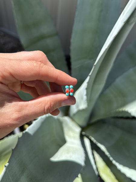 Kingman & Coral Huggie Earrings
