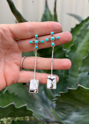 Kingman & white buffalo bronze earrings