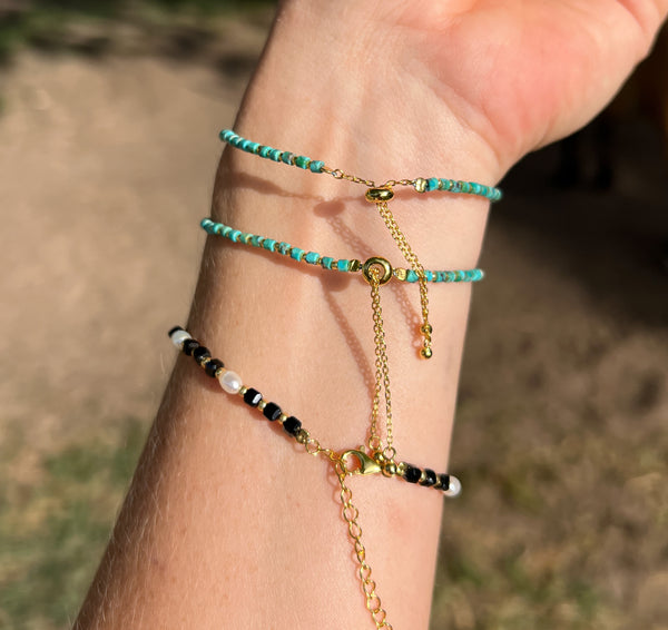 Black Spinel Gemstone & Pearl Bracelet