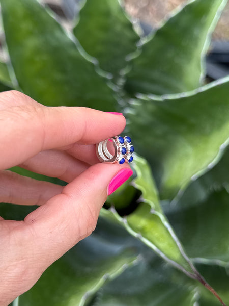 Preorder 3-stone Lapis Huggie Earrings