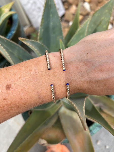 Lapis and gold filled cuff