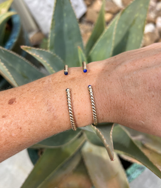 Lapis and gold filled cuff