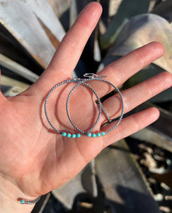 1.75” Twist Hoop Earrings with Kingman Turquoise