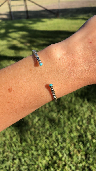 Simple Twist Cuff with Turquoise